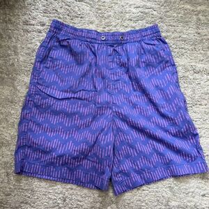 Armani Exchange Elastic Waist Blue Purple Zig-Zag Print Shorts Mens 30